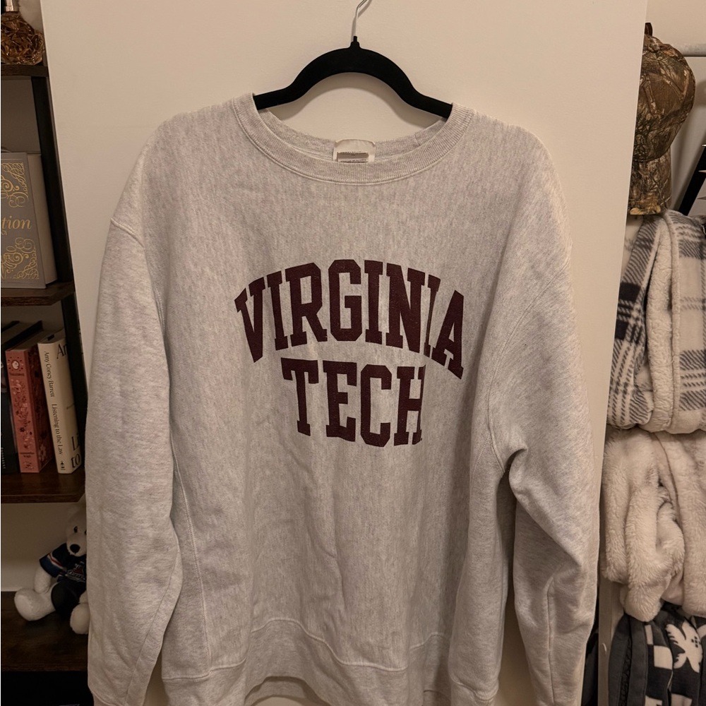 Virginia Tech Crewneck Sweatshirt - Gray with Maroon Logo